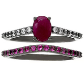 Graziela Gems Precious Ruby & Zircon Sterling Ring Set Size 5